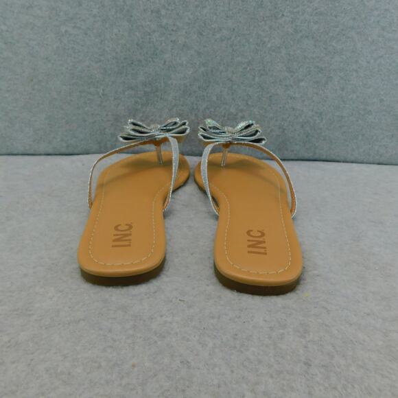 Women's Mabae Silver Embellished Bling Bow Flat Sandals - Size 7 - Picture 6 of 10